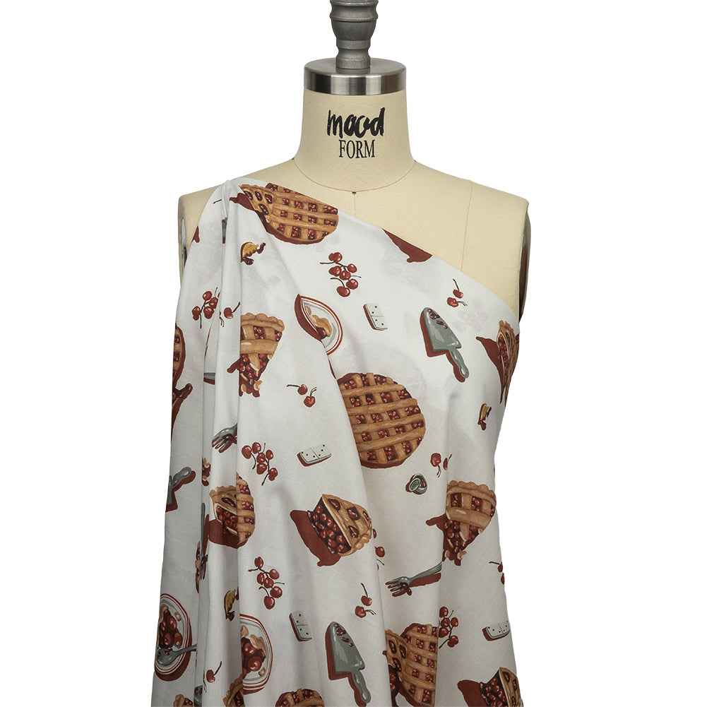 Cotton Voile - White Cherry Pies - Baked Fresh Print - Mood Exclusive Rockland Collection - Joann Fabrics