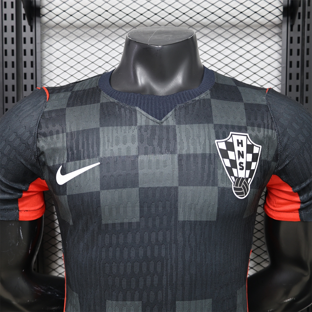 Croatia 2026 Dark Gray Checkered Pattern Checkerboard Special Edition Jersey - Player Version - UnitedFutballJersey