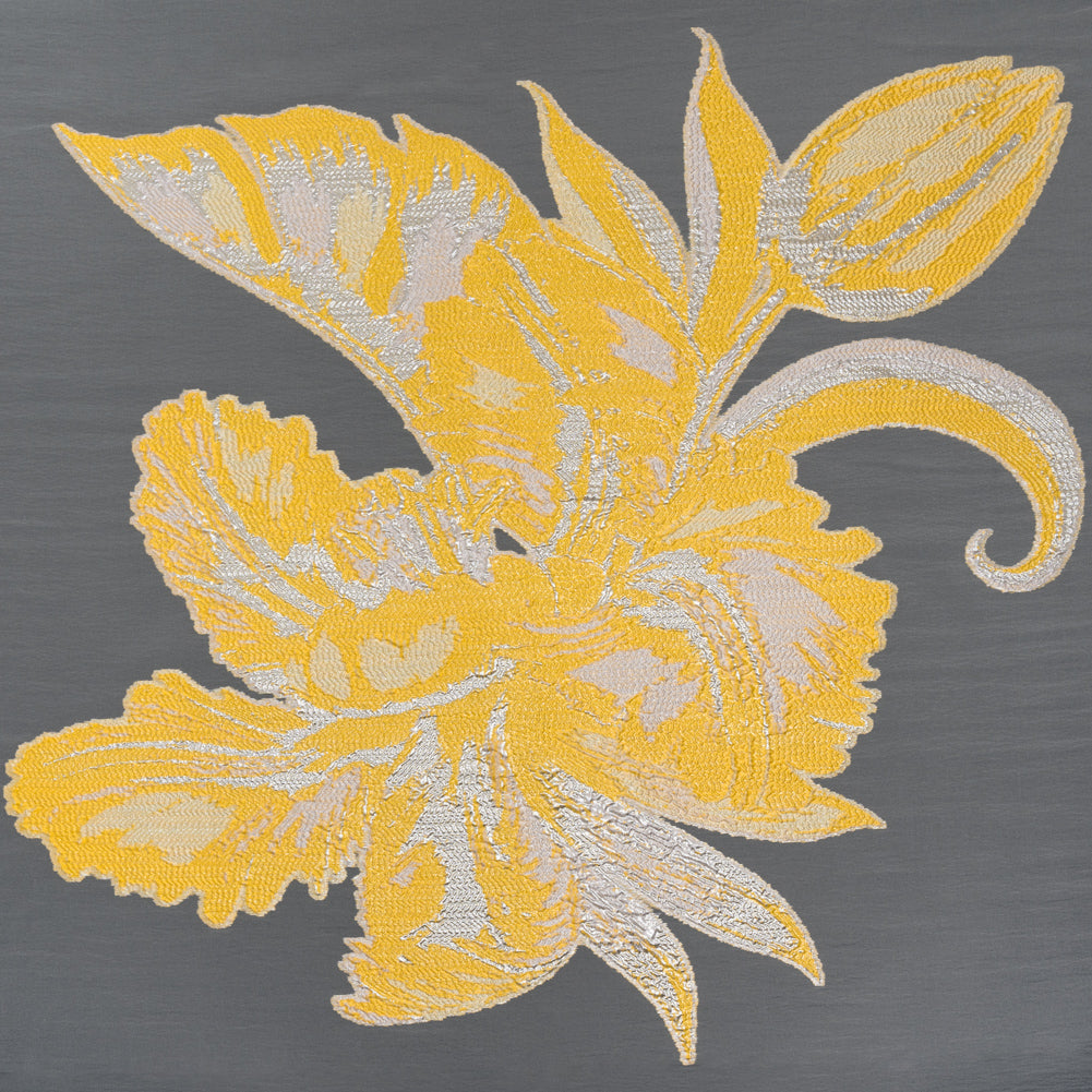 Metallic Luxury Burnout Brocade Panel - Sunshine Yellow and White Painterly Lily - Joann Fabrics