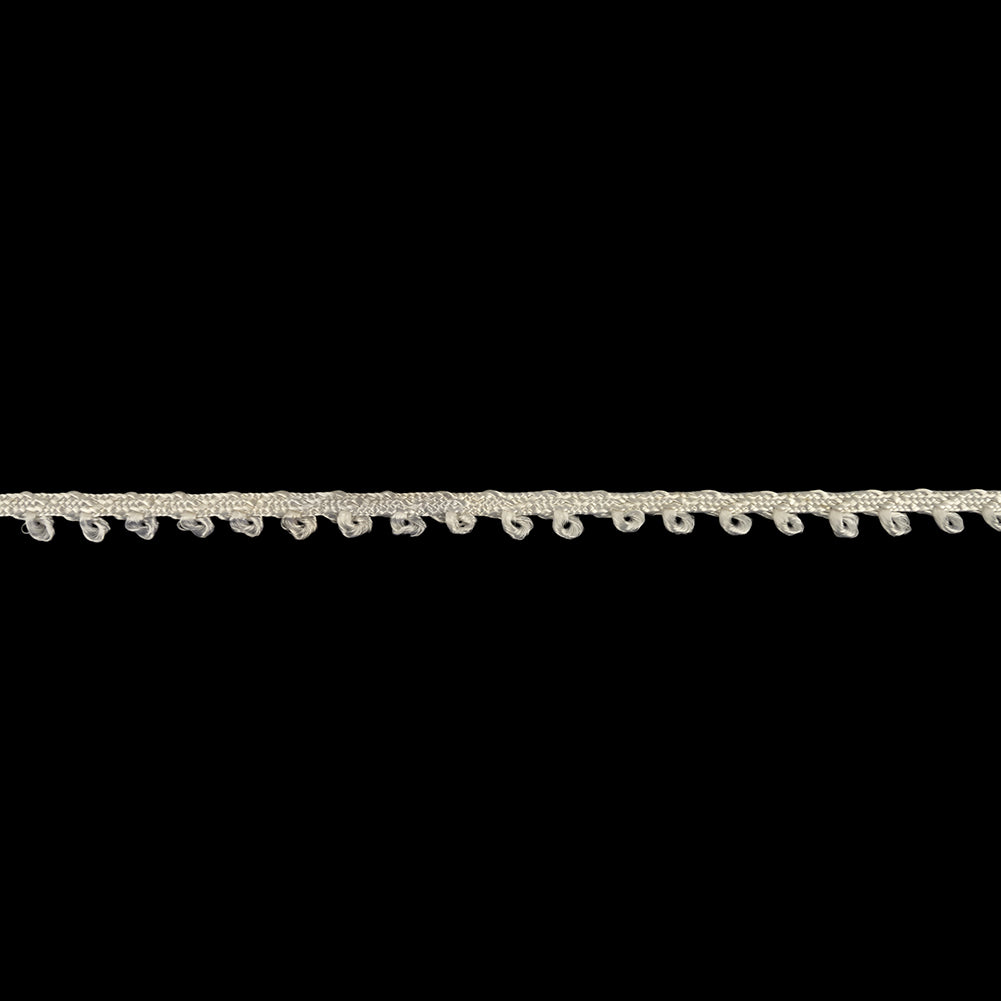 Optical White Picot Edged Cotton Blend Braided Trim - 0.1875