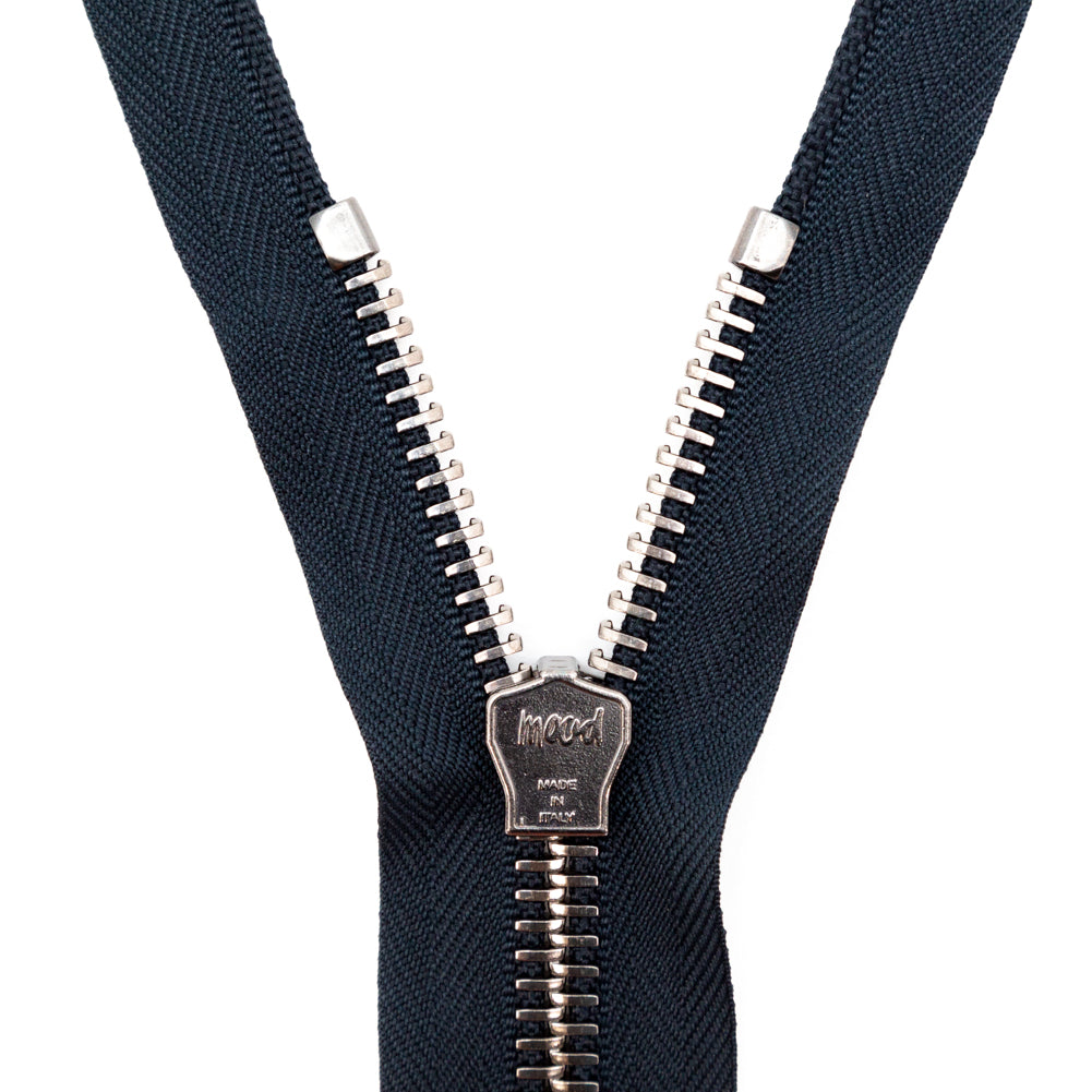 Mood Exclusive Italian Navy and Gunmetal T8 Closed End Metal Zipper - 9