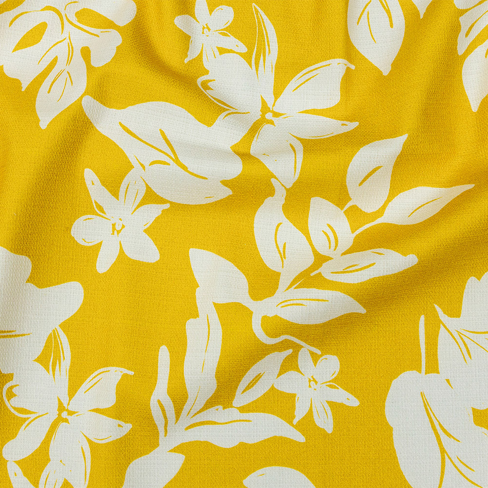 Mood Exclusive Yellow Feverish Foliage Stretch Cotton Woven - Joann Fabrics
