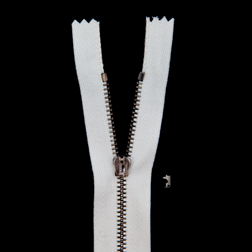 Mood Exclusive Italian Off-White and Gunmetal T3 Closed End Metal Zipper - 9