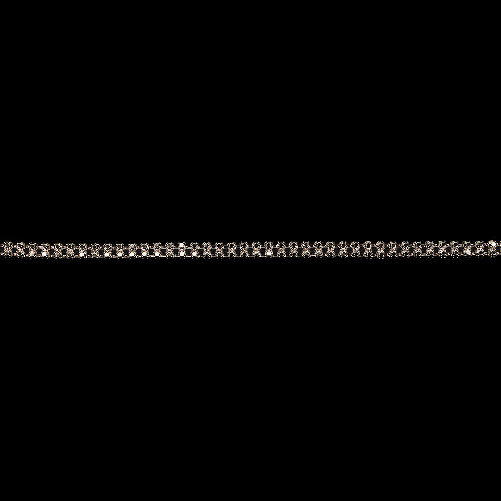 Vintage Two Row Silver Czech Rhinestones and Silver Metal Trim - SS12/3.2MM - Joann Fabrics