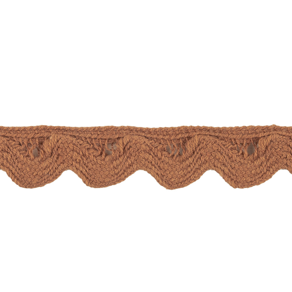 Cocoa Brown Cotton Ric Rac Trim with Straight Border - 0.5