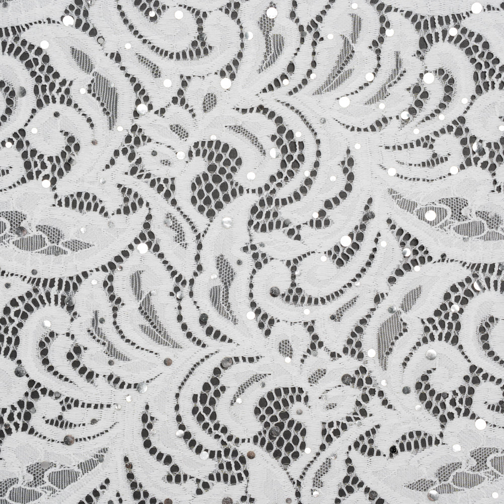Stretch Raschel Lace with Metallic Spots - Silver and Ivory Fancy Leaves and Flowers - Joann Fabrics