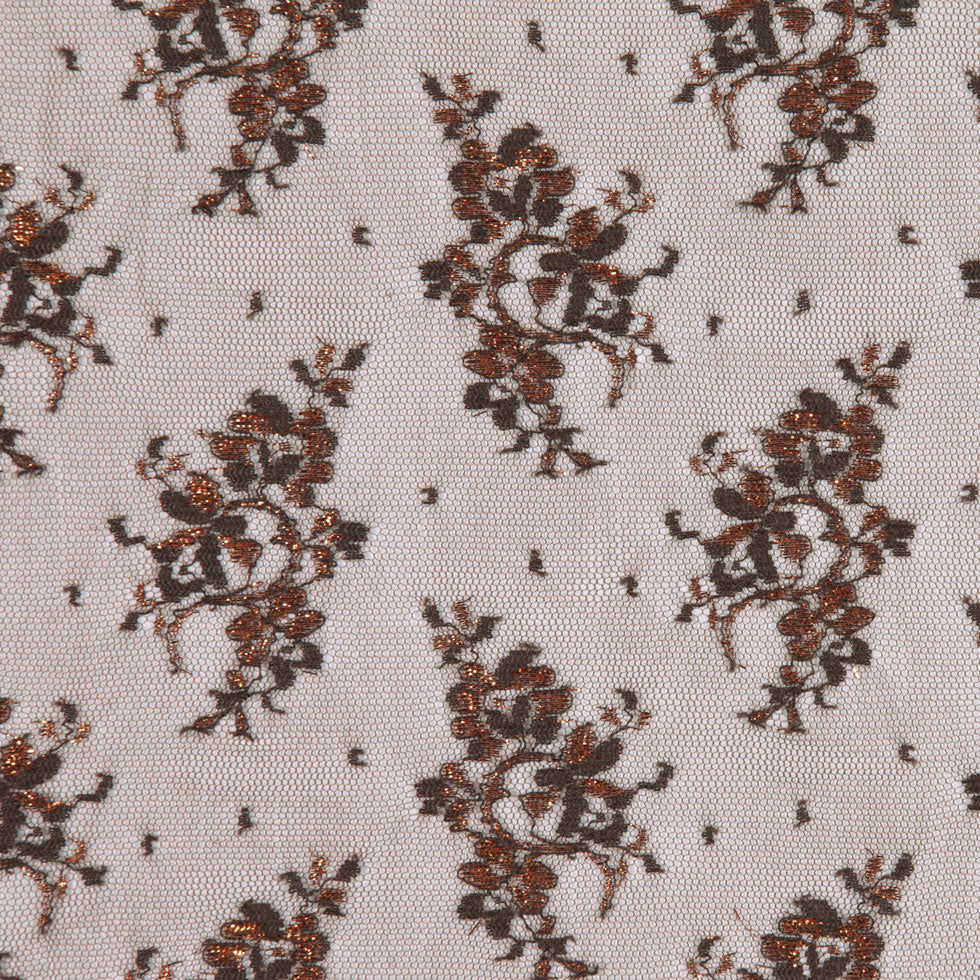 Brown and Metallic Copper Floral Polyester Lace - Joann Fabrics
