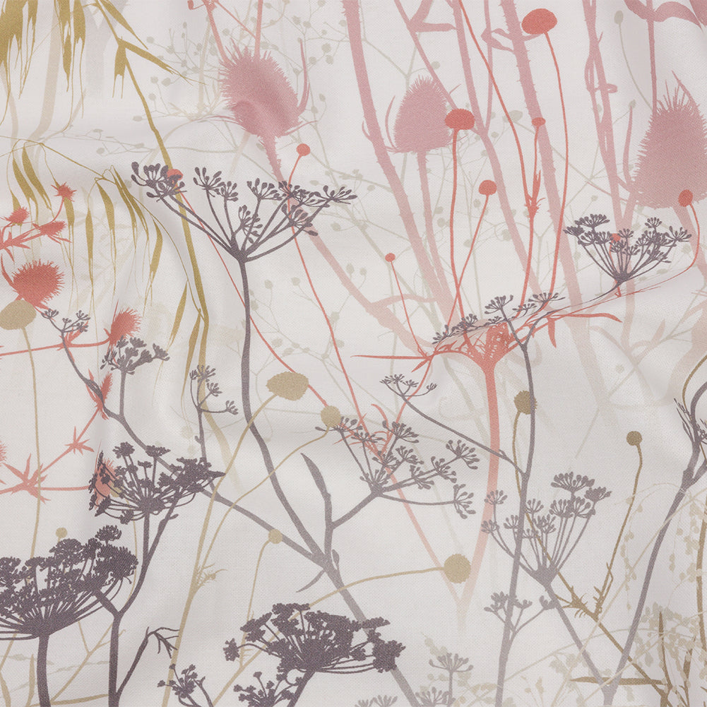 Cotton Canvas Print - Shell Wildflower Branches - British Imported - Joann Fabrics