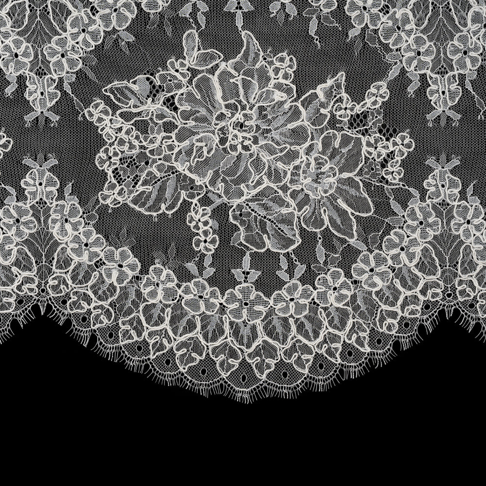 Corded Chantilly Lace with Scalloped Eyelash Edges - 12