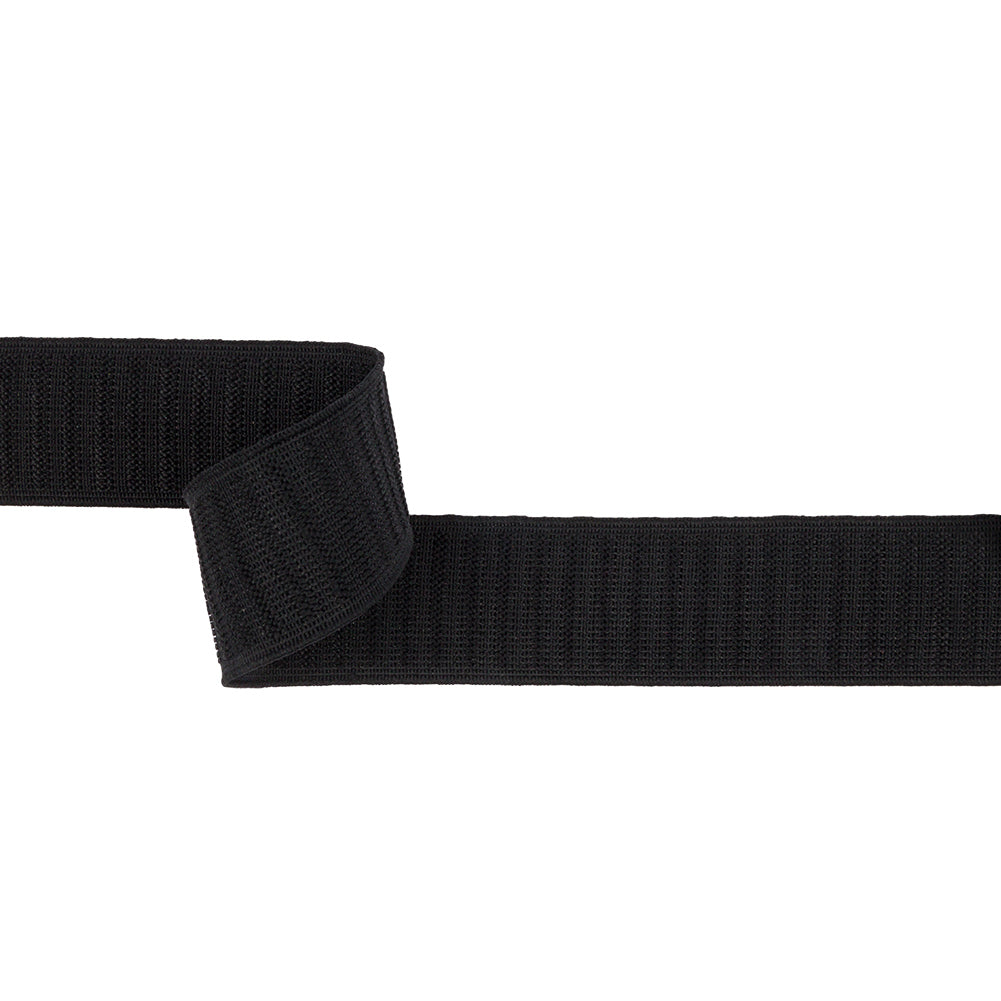 Black Ribbed Elastic Trim - 1.375