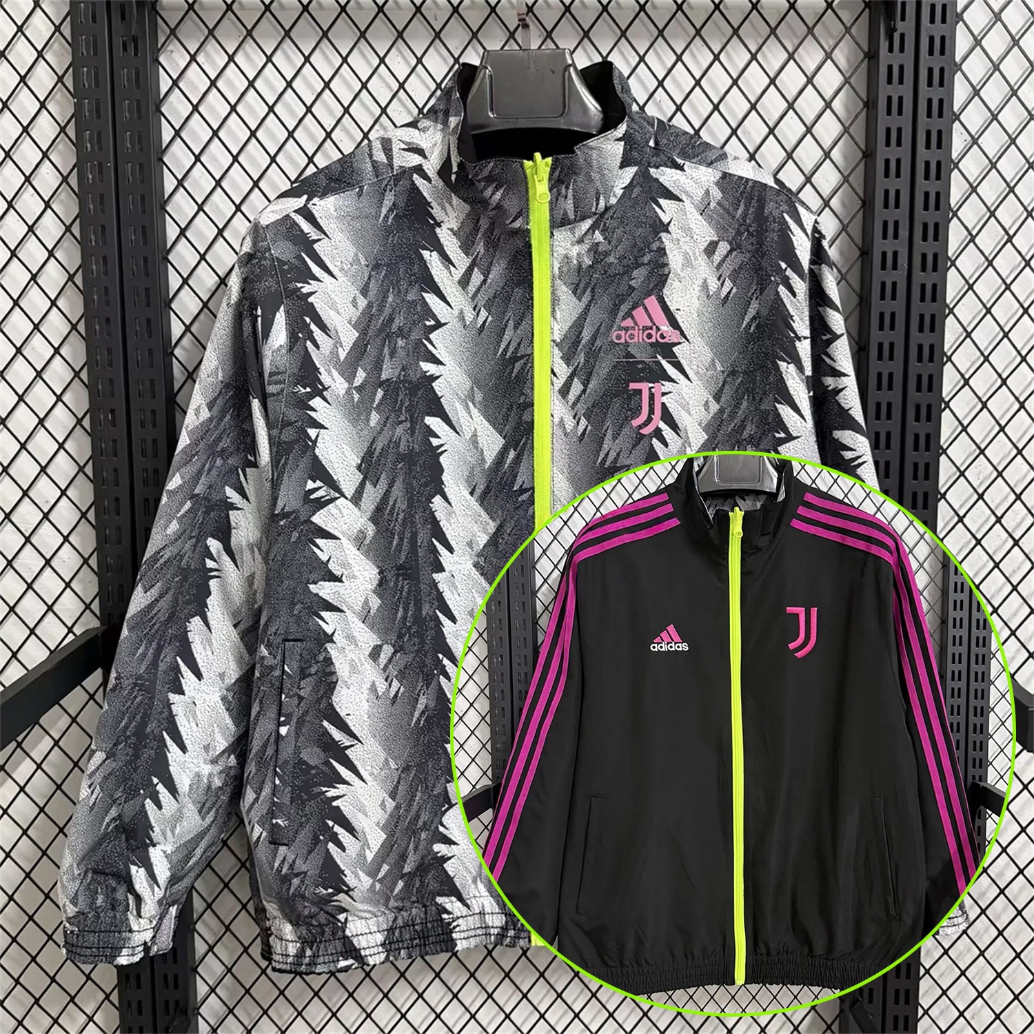 Juventus 25-26 Double Sided Reversible Windbreaker - Black & Grey - UnitedFutballJersey
