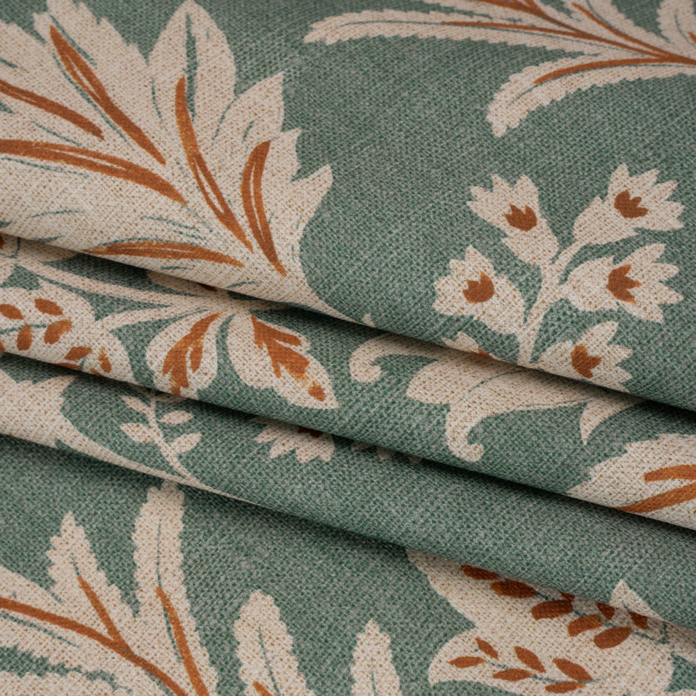 Printed Cotton Canvas - Kingfisher Leafy Sprays and Little Flowers - British Imported - Joann Fabrics