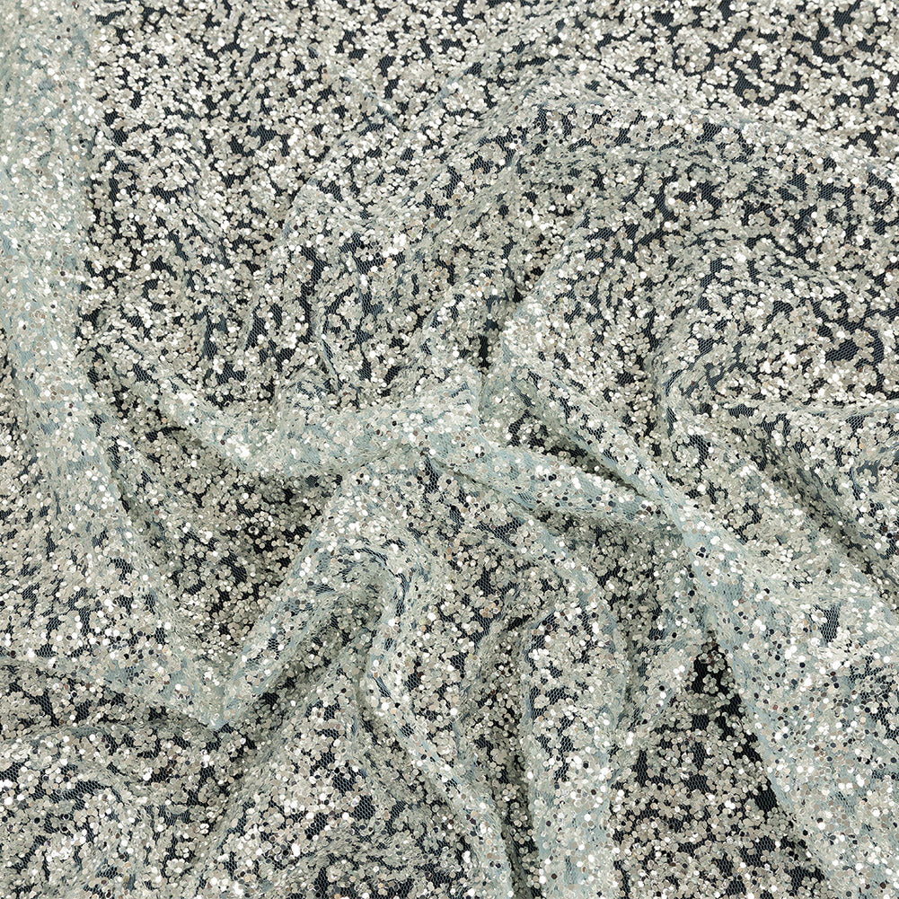 Tulle with Glitter Clusters - Blue with Platinum - Eminence Collection - Joann Fabrics