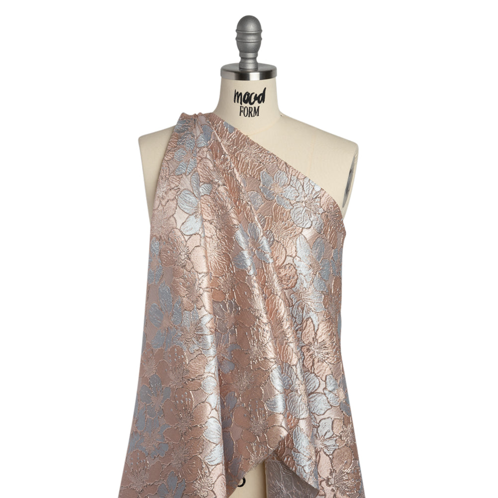 Metallic Brocade - Pale Pink, Baby Blue and Gold Floating Blossoms - Joann Fabrics