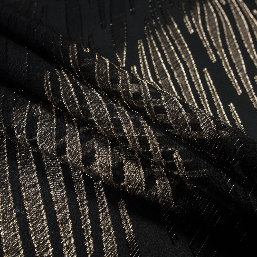 Black and Metallic Gold Luxury Tiger Striped Burnout Brocade - Joann Fabrics
