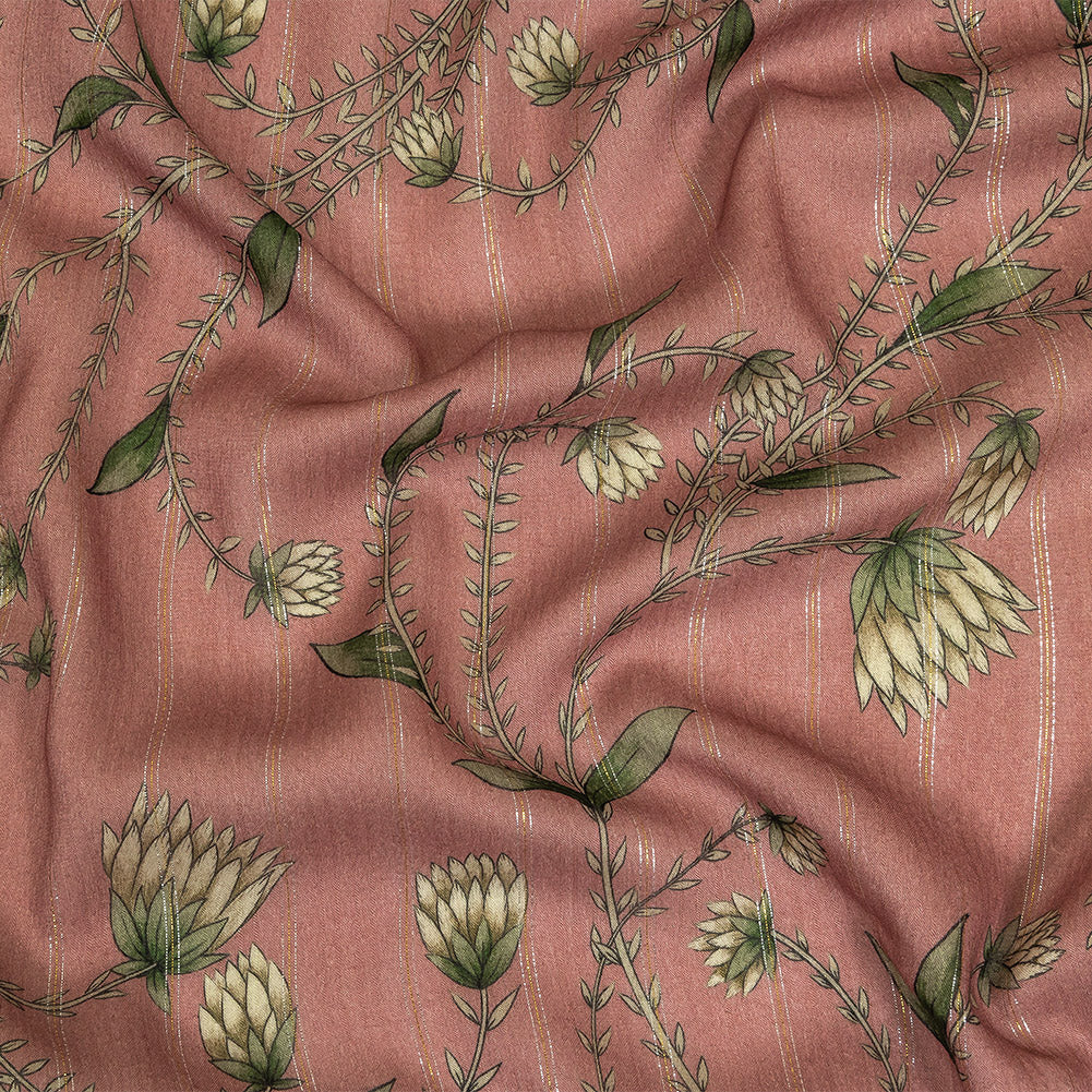 Mood Exclusive Dusty Rose Vines Victorious Metallic Pinstriped Viscose Dobby - Joann Fabrics