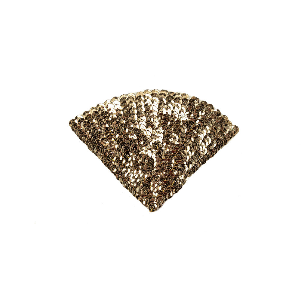 Vintage Gold Sequins Fan Applique - 3.5