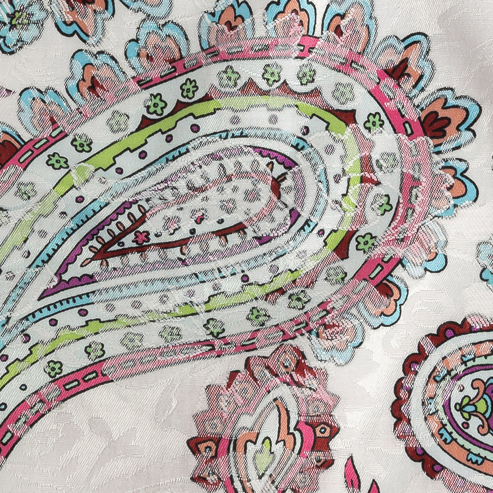 Stretch Floral Jacquard Print - Pink Parfait and White Paisley - Mood Exclusive Grandiose Gems - Joann Fabrics