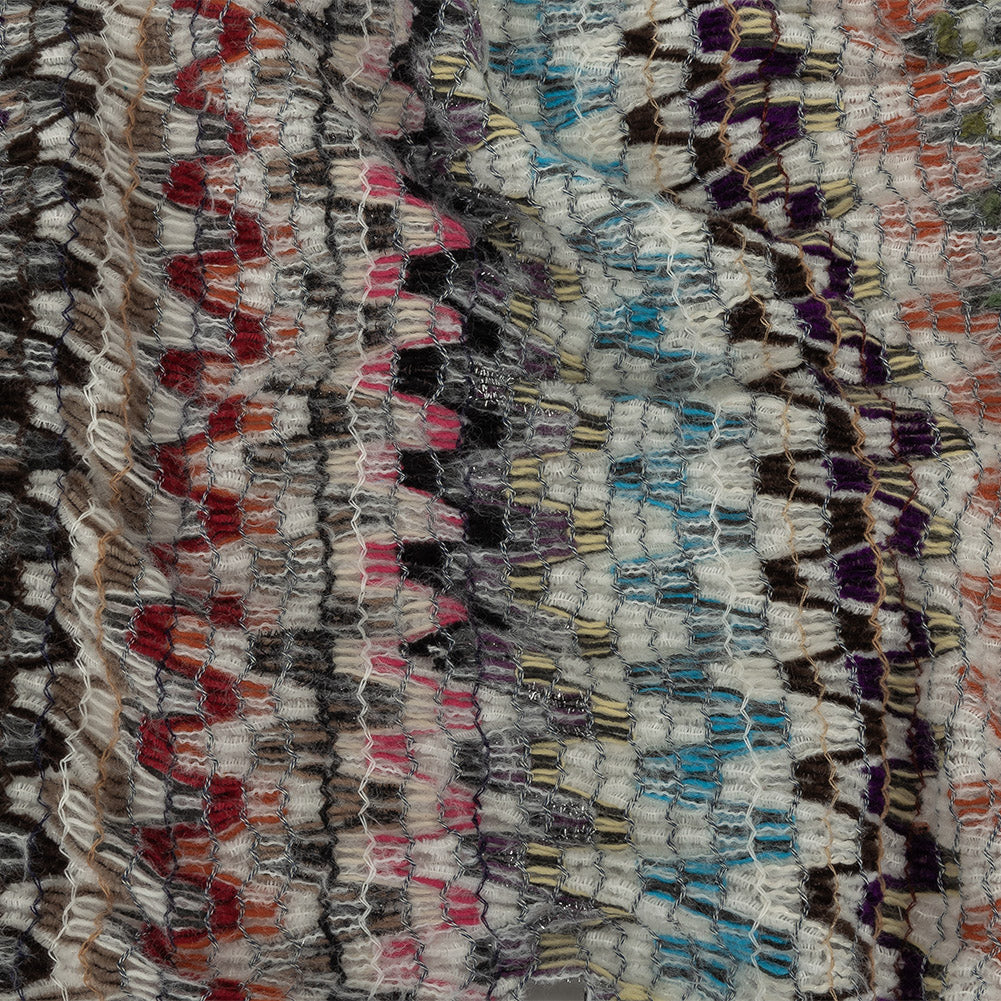 Italian Purple, Brown and White Multicolor Soft Flamestitch Wool Knit - Joann Fabrics