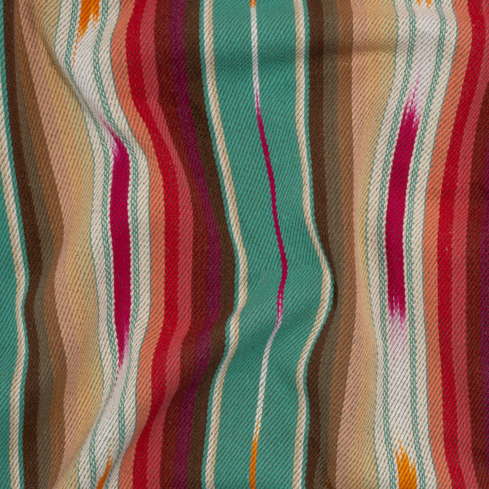 Arizona Turquoise, Brown and Pink Ikat Stripes Cotton Twill - Joann Fabrics