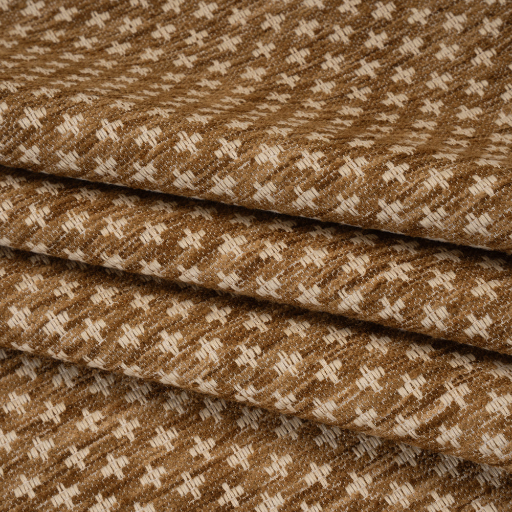 Polyester Boucle Home Decor Jacquard - Caramel Plus Signs - British Imported - Joann Fabrics