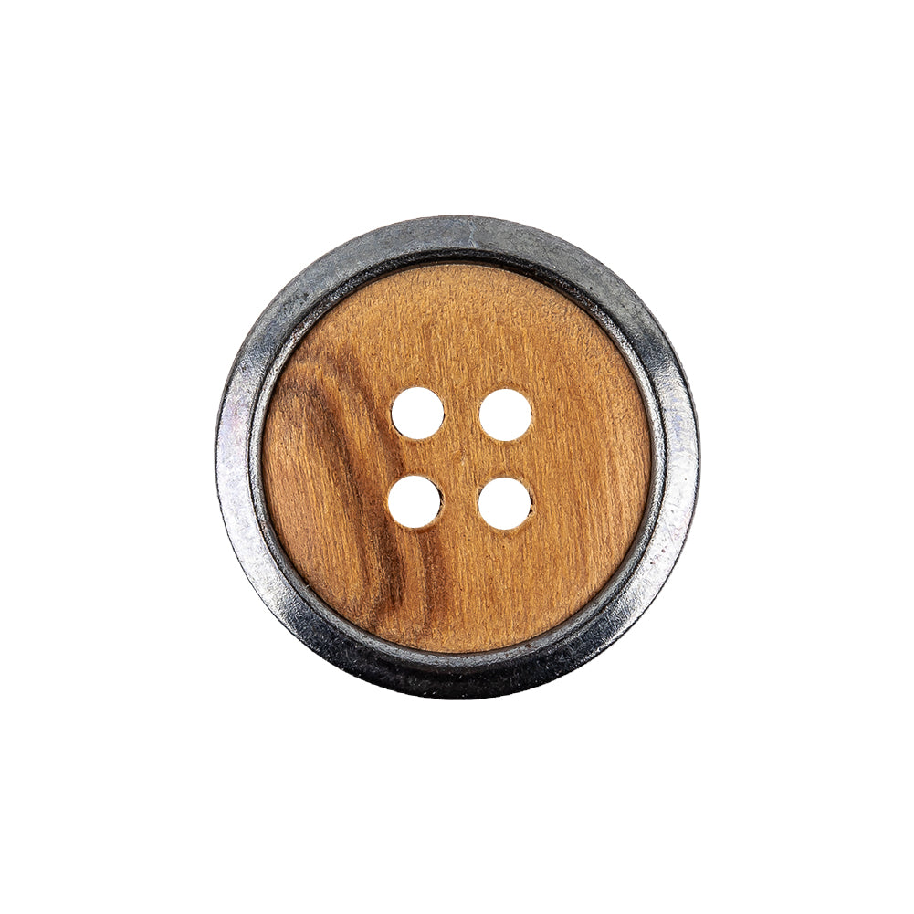Portuguese Natural Wood Set-in Gunmetal 4-Hole Button - 35L/22mm - Joann Fabrics