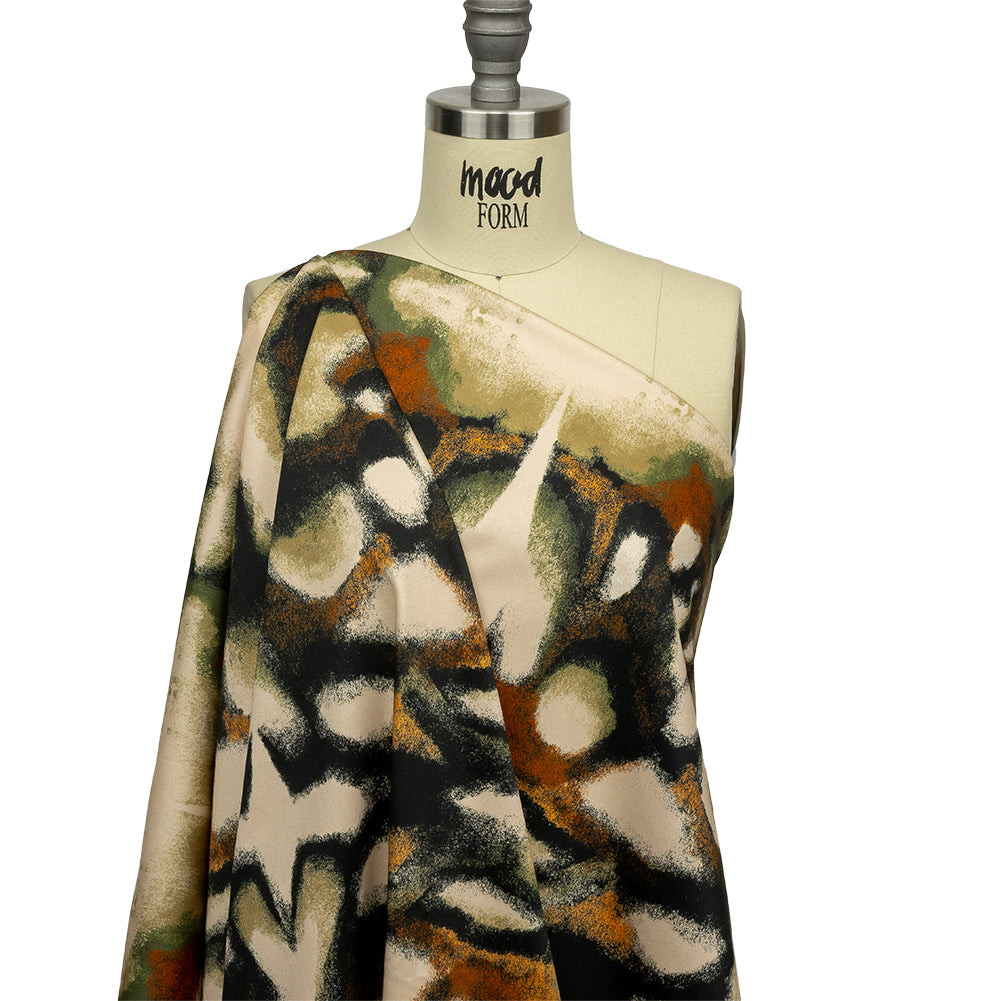 Stretch Cotton Sateen - Black and Beige Abstract - From the Earth Print - Mood Exclusive Rockland Collection - Joann Fabrics