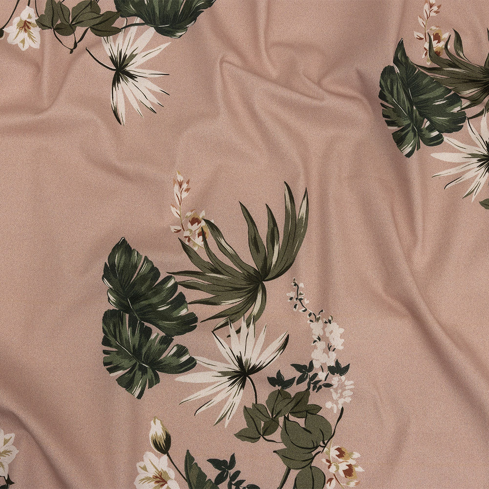 Mood Exclusive Beige Leafy Greens Stretch Cotton Twill - Joann Fabrics