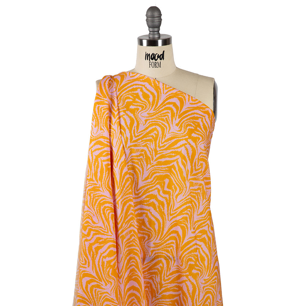 Cotton Voile - Pink and Orange Animal Stripes - Saffron River Print - Mood Exclusive Gisele Collection - Joann Fabrics