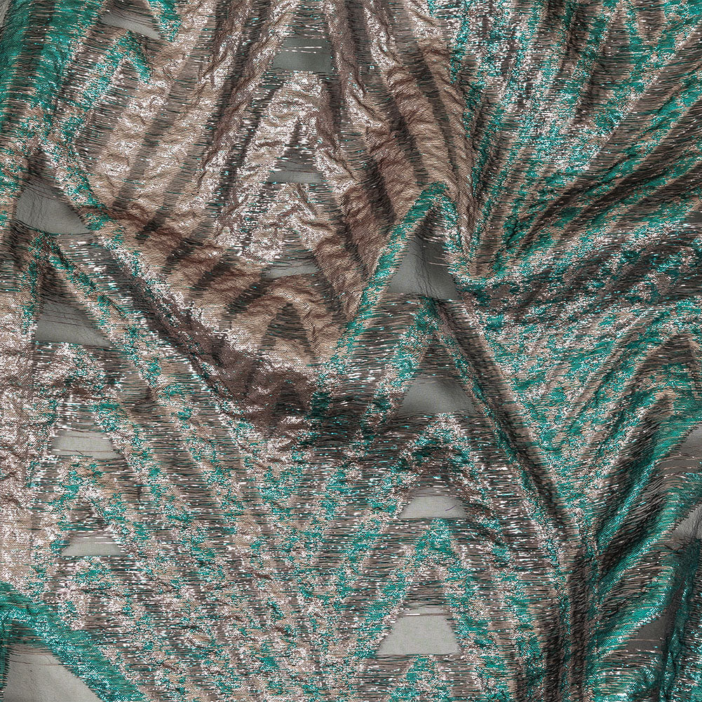 Metallic Teal and Pale Pink Abstract Sheer Luxury Burnout Brocade - Joann Fabrics