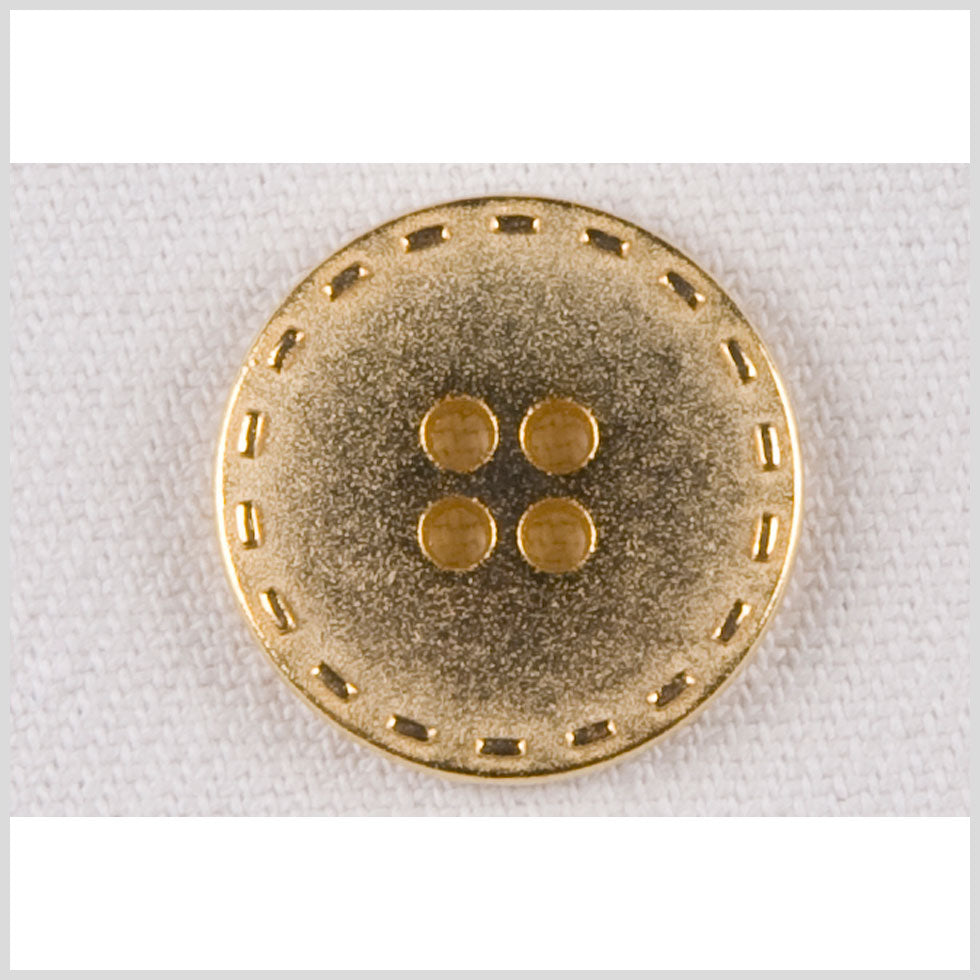 Metal 4-Hole Button - 32L/20mm - Gold Flat with Stitched Border - Joann Fabrics