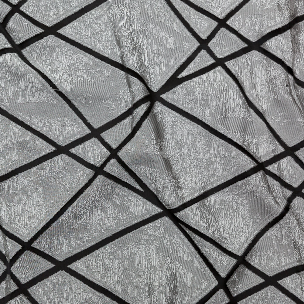 Silver and White Geometric Burnout Jacquard - Joann Fabrics