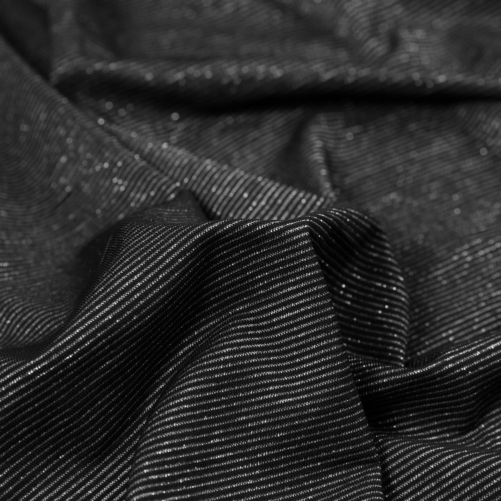 Black and Metallic Silver Striped Stretch Nylon Jersey - Joann Fabrics