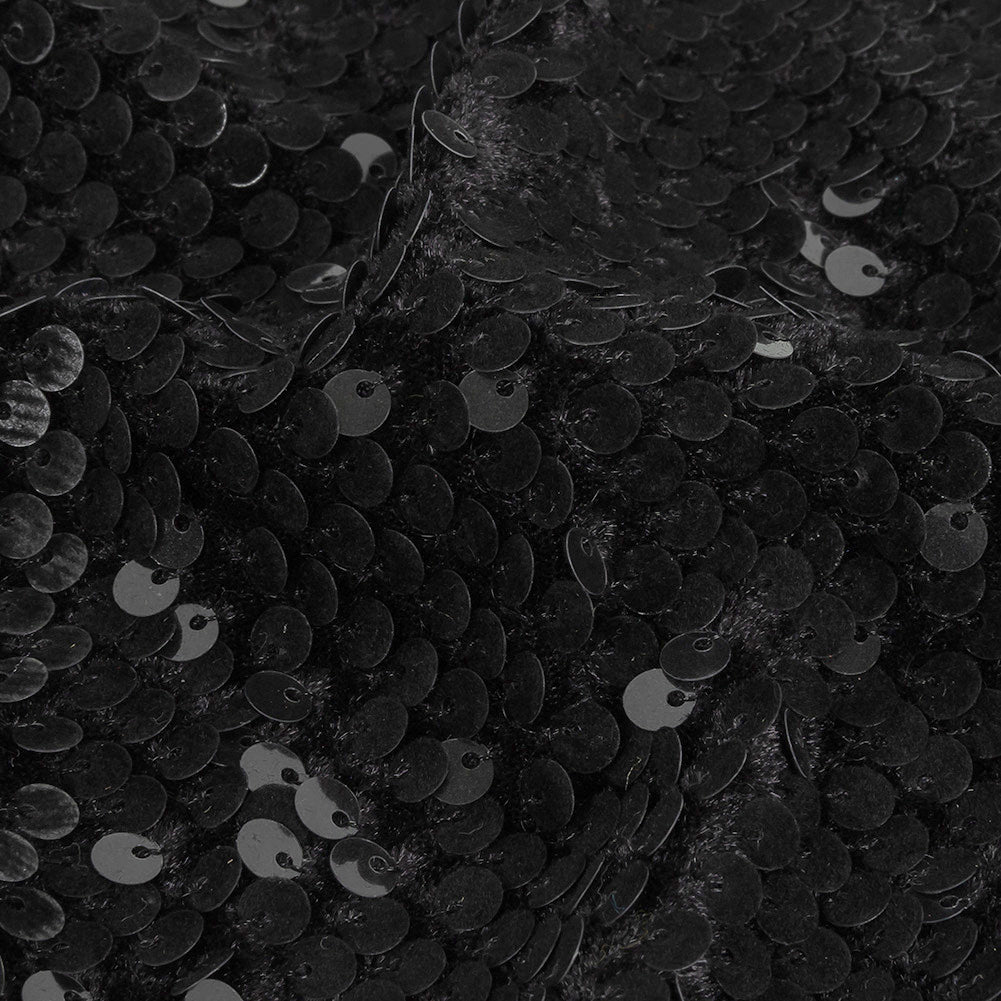 Black Stretch Velour with Small Circular Paillette Sequins - Joann Fabrics
