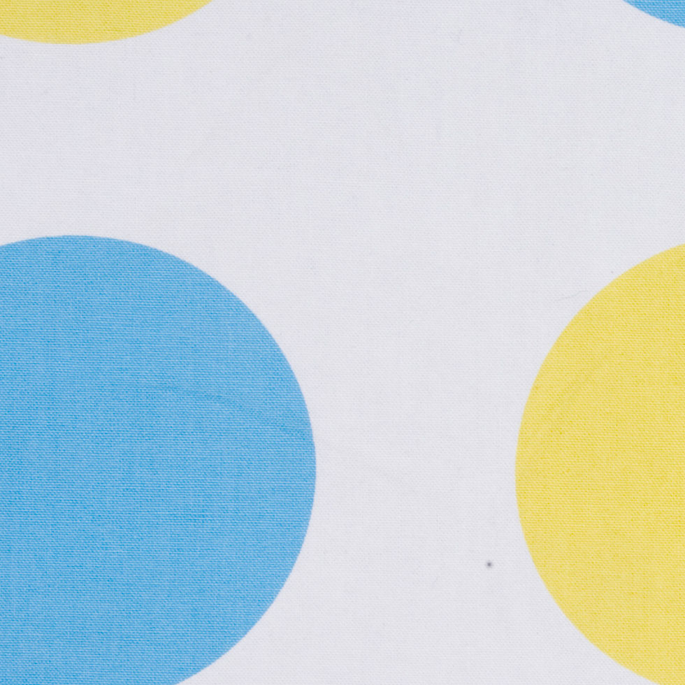 Off-White/Maize/Sky Blue Polka Dots Canvas - Joann Fabrics