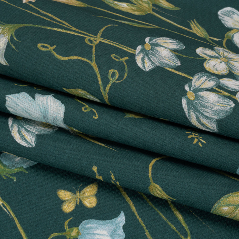 Printed Cotton Canvas - Kingfisher Flowering Stems and Butterflies - British Imported - Joann Fabrics