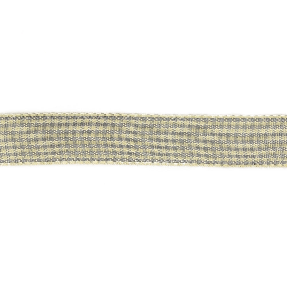 Cool Gray and Cannoli Cream Houndstooth Check Woven Ribbon - 0.625