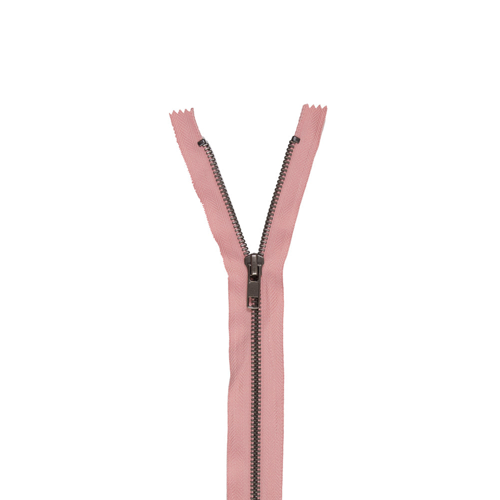 Peach Quartz and Matte Silver T5 Metal Closed Bottom Zipper - 36