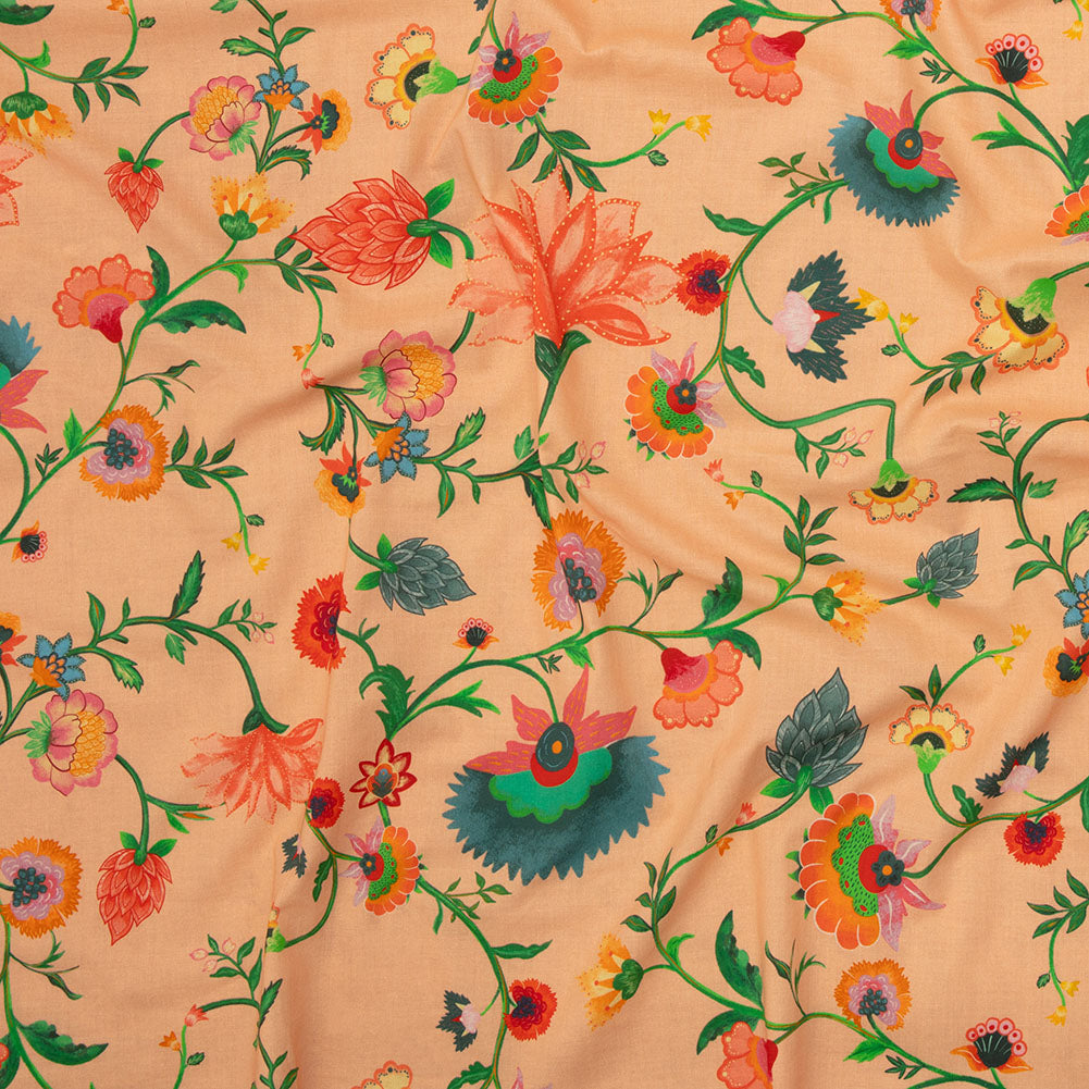 Cotton Voile - Peach Floral Vines - Sherbert Shandy Print - Mood Exclusive Gisele Collection - Joann Fabrics