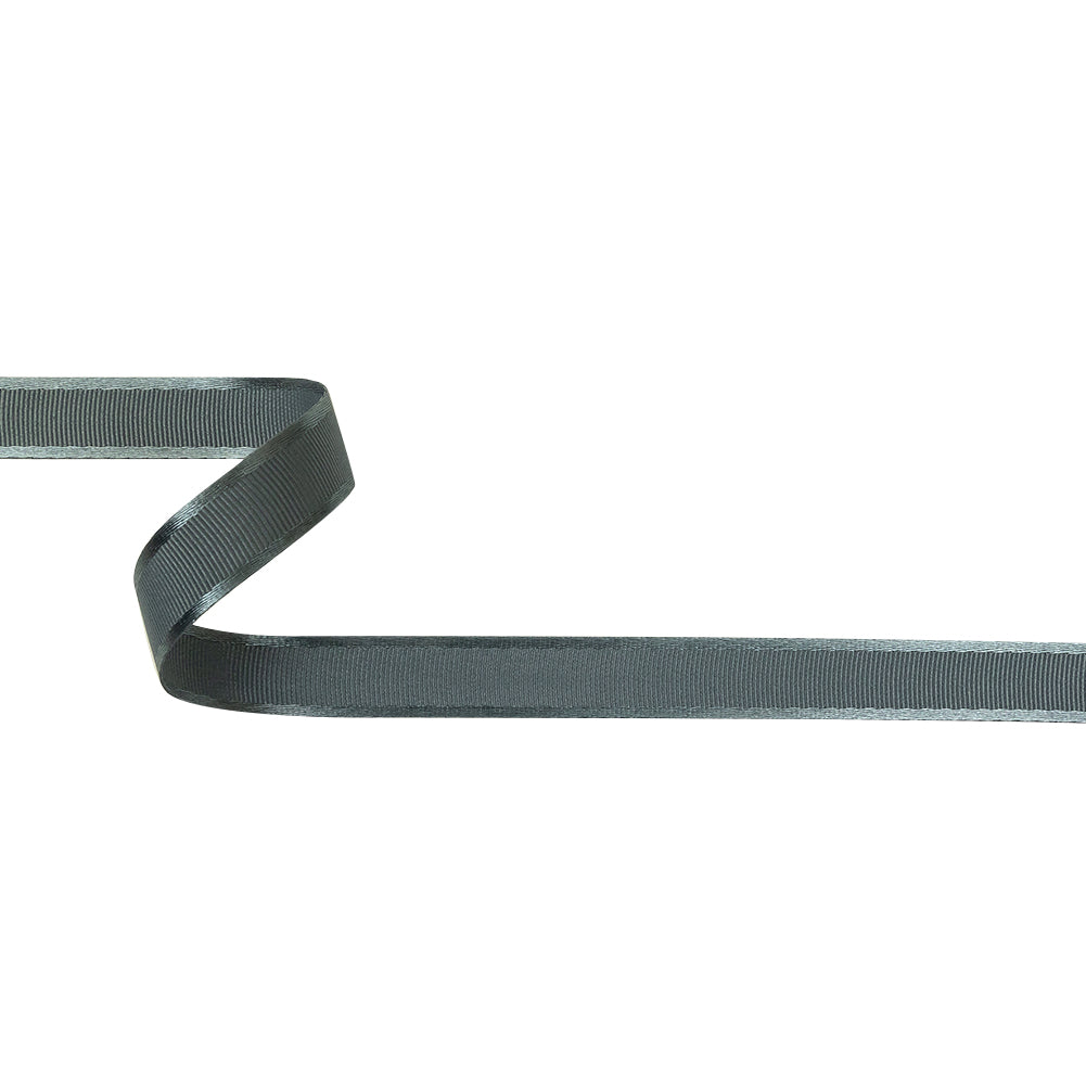 Gunmetal Satin-Edged Grosgrain Ribbon - 0.625