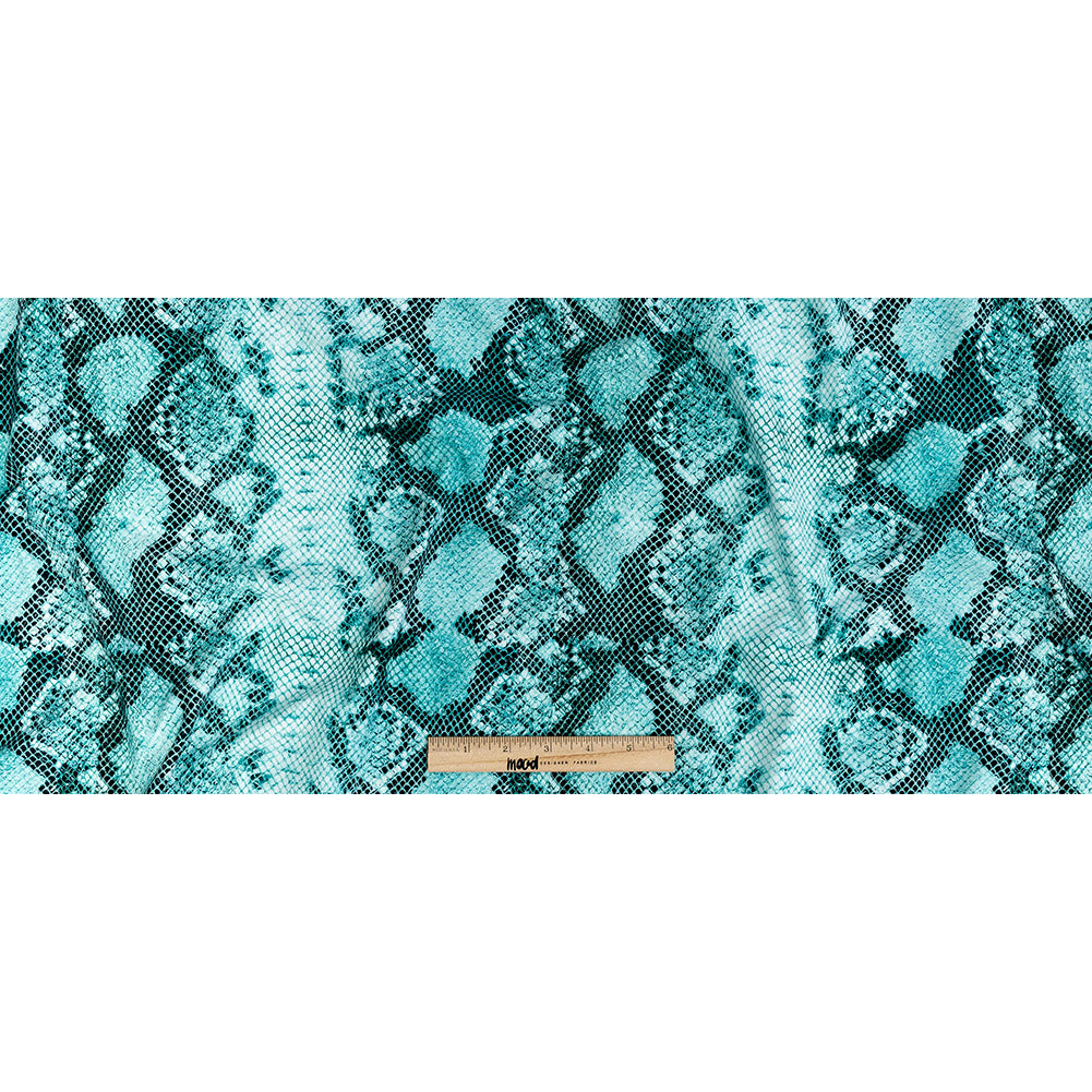 Compression Swimwear Tricot, UV Protective with Aloe Vera Microcapsules - Turquoise Python - Caye Collection - Joann Fabrics