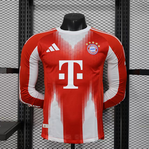 2025-2026 Long Sleeves Player Version Bayern Munich Home Football Shirt 1:1 Thai Quality