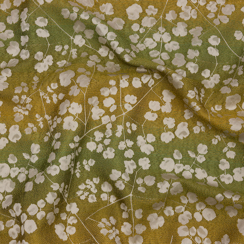 Drapery Jacquard - Olive Ombre Stripes and Little Flowers - British Imported - Joann Fabrics