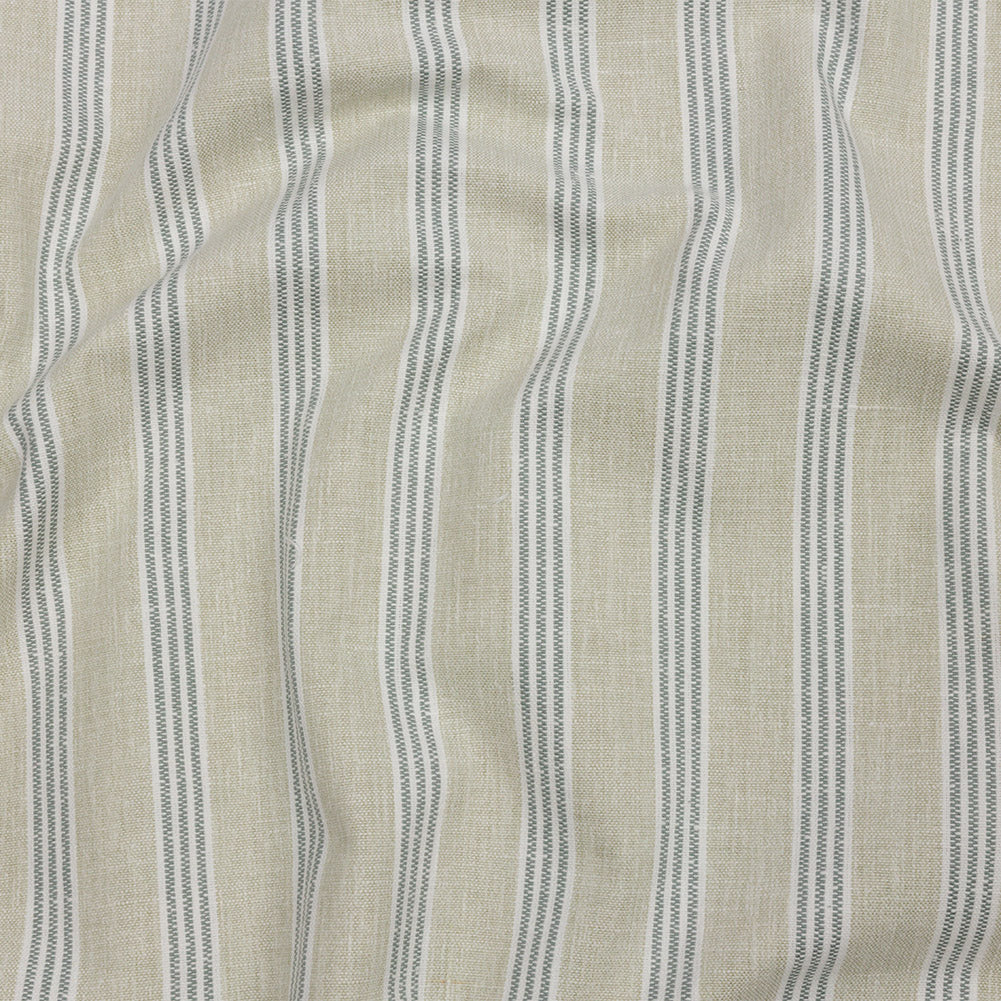 Slubbed Cotton and Polyester Woven - Sage Striped - British Imported - Joann Fabrics