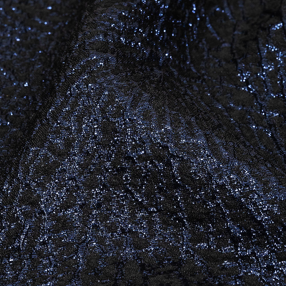 Metallic Navy and Black Fanning Leaf Veins Luxury Brocade - Joann Fabrics