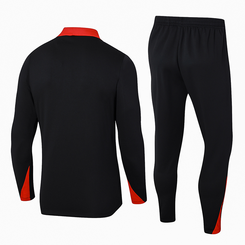 2024-2025 Portugal Half-Pull Training Suit Black Football Shirt Set