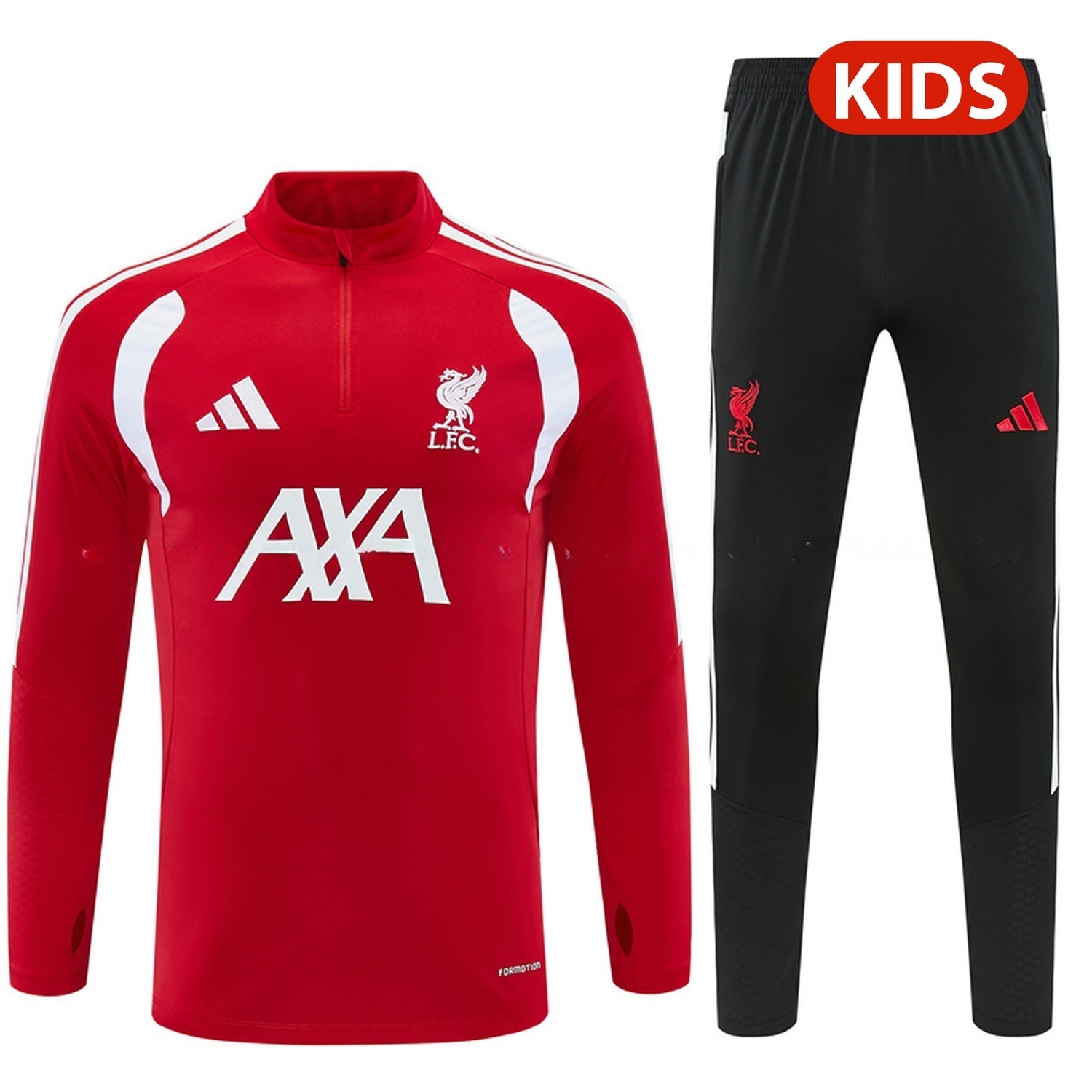 Liver.pool 26-27 Kids Long Sleeve Training Set - Red Top & Black Pants - UnitedFutballJersey