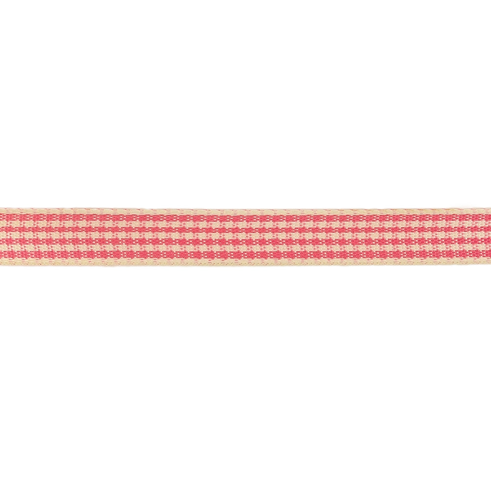 Hot Pink and Dew Houndstooth Check Woven Ribbon - 0.375