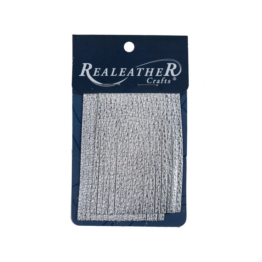 Realeather Metallic Silver Deerskin Fringe Trim - 3