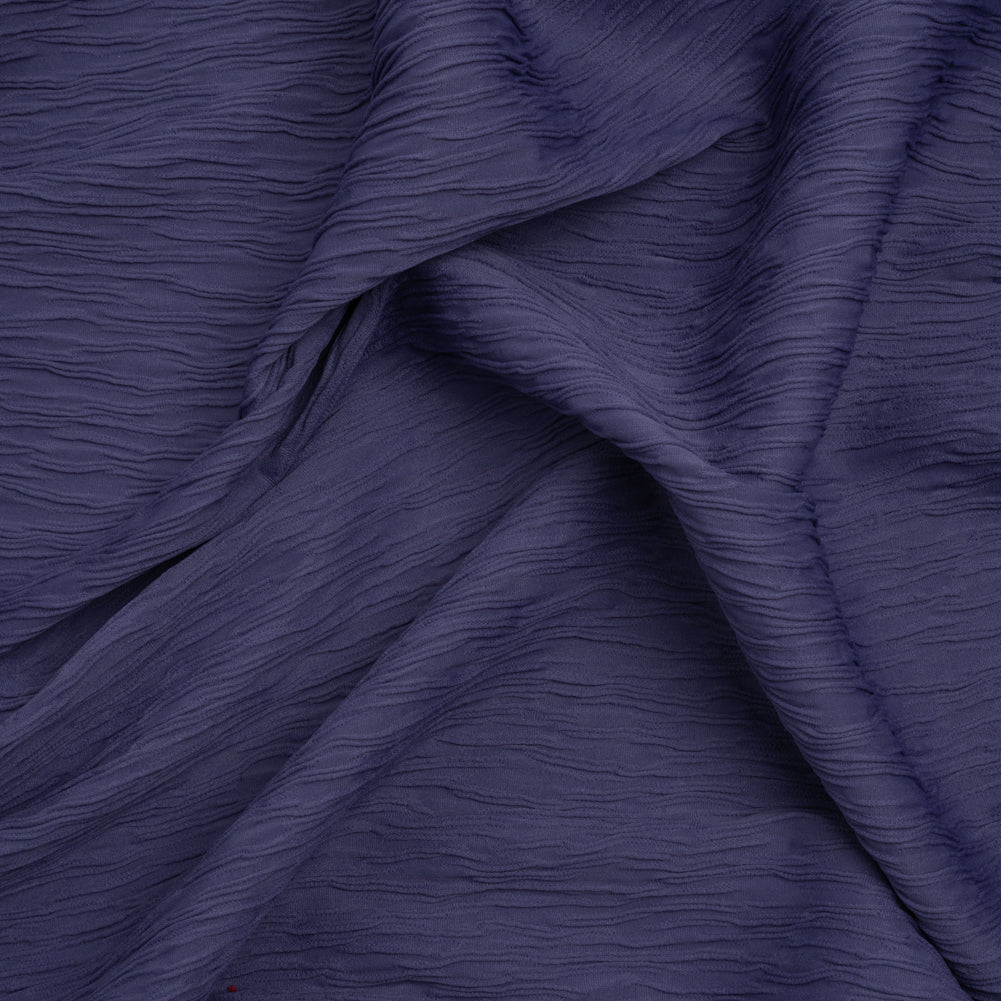 Textured Stretch Polyester Jacquard Knit by Mara Hoffman - Blue Violet Wavy Lines - Designer Deadstock - Joann Fabrics